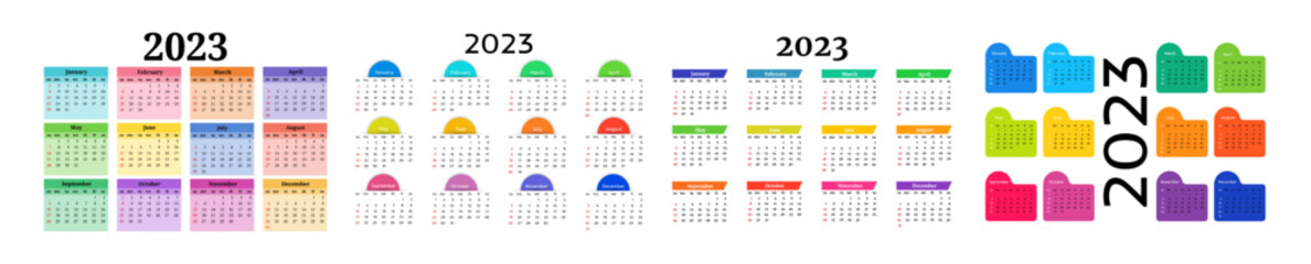 Calendar for 2023 isolated on a white background