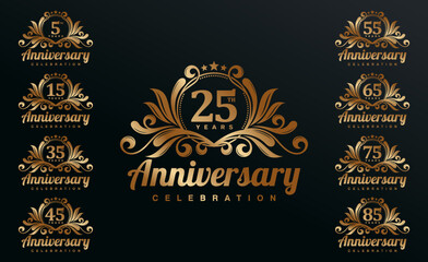 Fototapeta na wymiar Luxury Anniversary Logo Design Vector Template