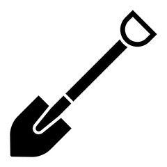 Flat icon of the shovel in black color