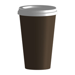 Coffee to go. Three-dimentional realistic cup of coffee with closed lid. Vector illustration. EPS10.