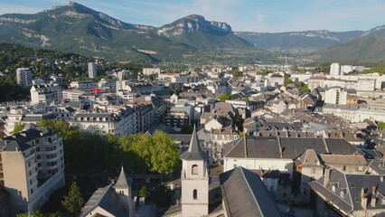 Chambery aerial cityscape, France architecture