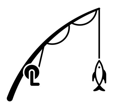 Flat icon of the fishing rod