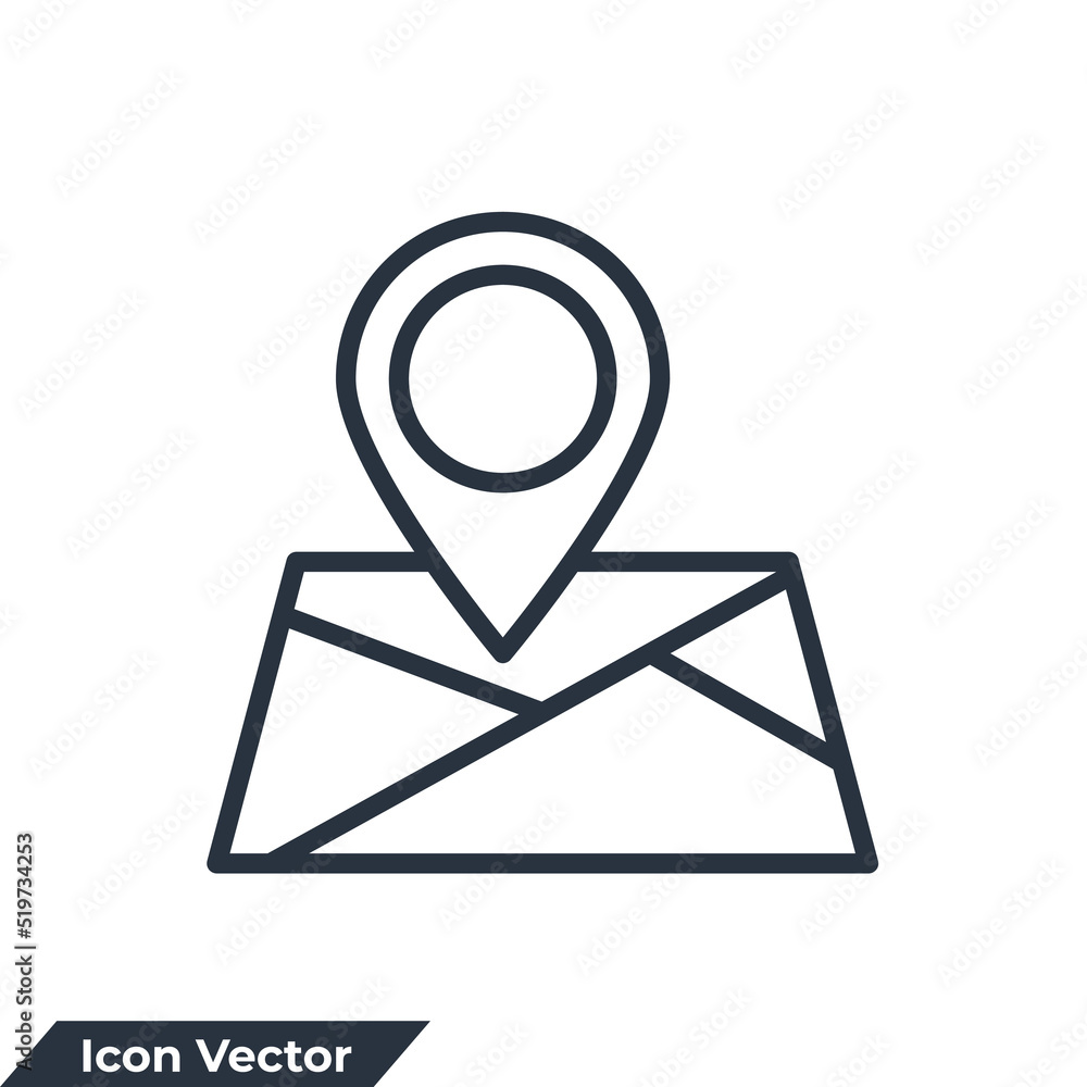 Poster navigation icon logo vector illustration. map location symbol template for graphic and web design co