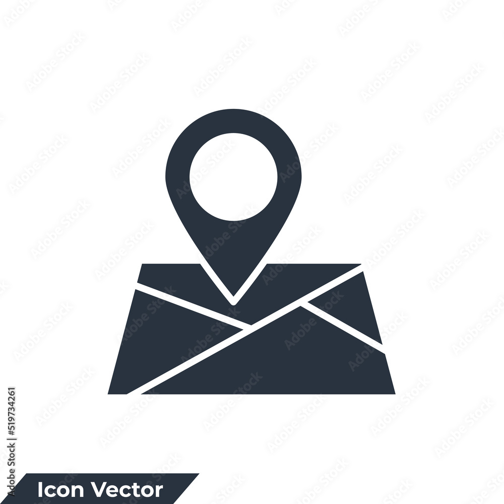 Poster navigation icon logo vector illustration. map location symbol template for graphic and web design co