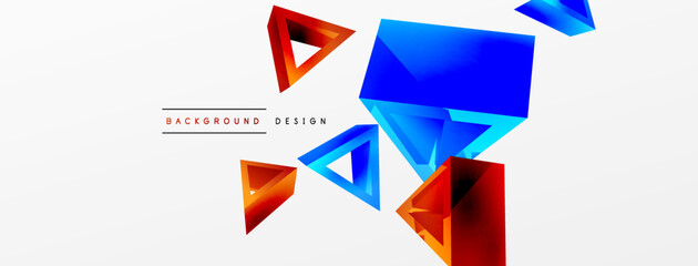 Triangle abstract background. 3d vector basic shape technology or business concept composition. Trendy techno business template for wallpaper, banner, background or landing