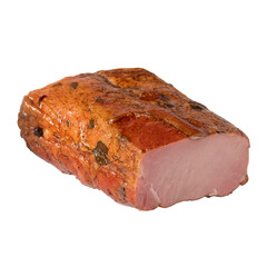 Smoked pork ham, halved. Isolated on a white background, for catalog, menu
