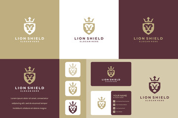 Modern lion shield logo template collection