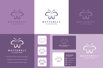 Butterfly jewelry logo linear vector icon collection