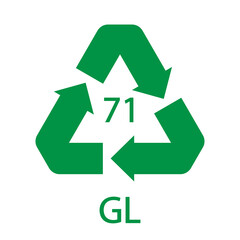 Green Glass recycling code 71 GL. Vector illustration