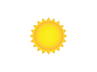 Sun Icon Vector illustration. Realistic Yellow Sun icon, Sunshine Symbol emblem isolated on white background