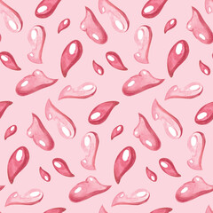 
Watercolor pattern with pink drops. Seamless texture.