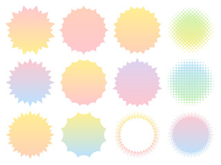 カラフルなグラデーションのギザギザのフレームセット