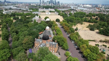Royal Observatory Greenwich London UK aerial drone view summer 2022