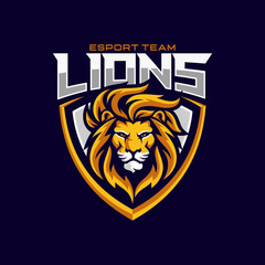 Lions mascot logo design illustration for sport or e-sport team © pervector