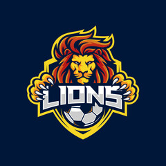 Lion Sport Football Team Badge Design Template © pervector