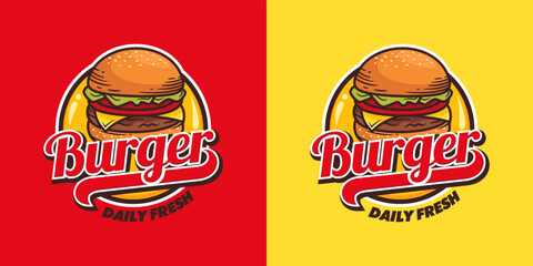 Hot Burgers Vector Logo Illustration. Modern burgers emblem. Vector art.