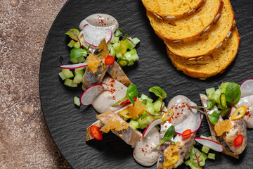 Mackerel and herring with toast