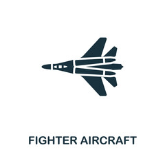 Fototapeta na wymiar Fighter Aircraft icon. Monochrome simple line Weapon icon for templates, web design and infographics