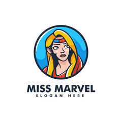 Vector Logo Illustration Miss Marvel Mascot Cartoon Style.