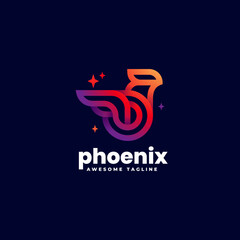 Fototapeta premium Vector Logo Illustration Phoenix Gradient Line Art Style.