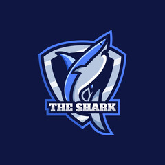 Vector Logo Illustration Shark E Sport And Sport Style.