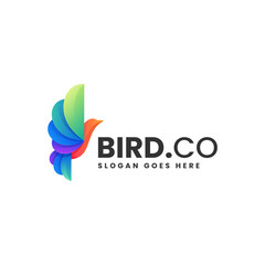 Vector Logo Illustration Bird Gradient Colorful Style.