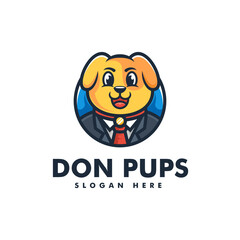 Vector Logo Illustration Don Pups Mascot Cartoon Style.