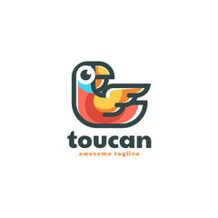Vector Logo Illustration Toucan Simple Mascot Style.