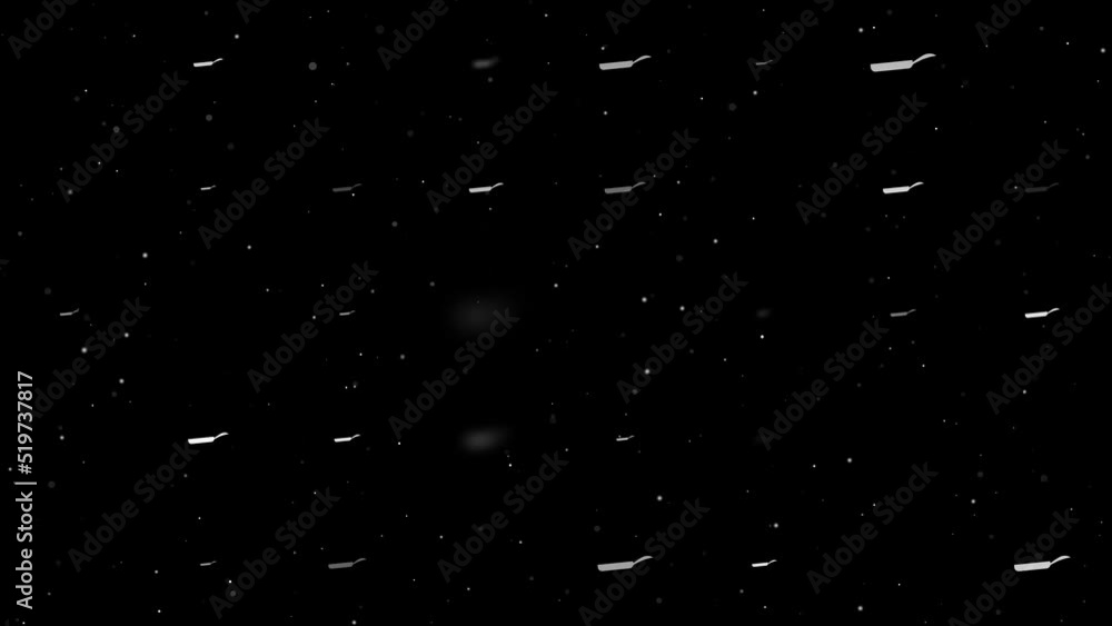 Poster template animation of evenly spaced pan symbols of different sizes and opacity. animation of transpa