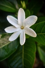 white flower with water drops