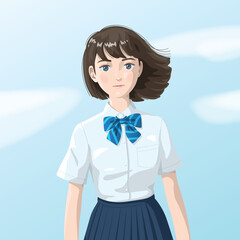 女子学生 （ベクターイラスト）