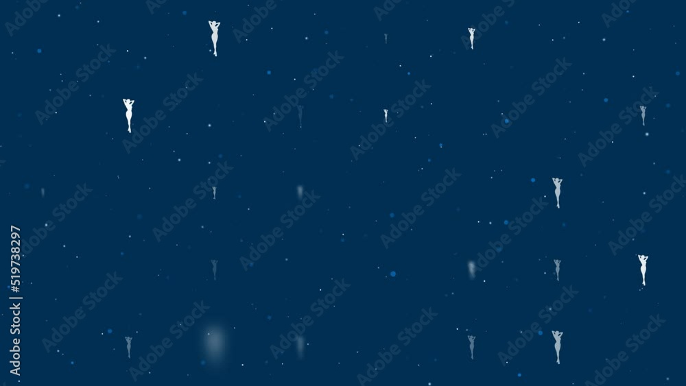 Poster template animation of evenly spaced sexy woman images of different sizes and opacity. animation of t