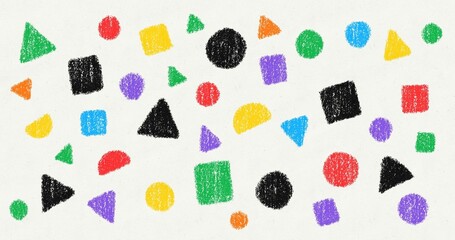 Fototapeta na wymiar Crayon Geometric Patterns on Paper