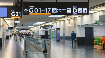 Peoples walking in Vienna airport terminal