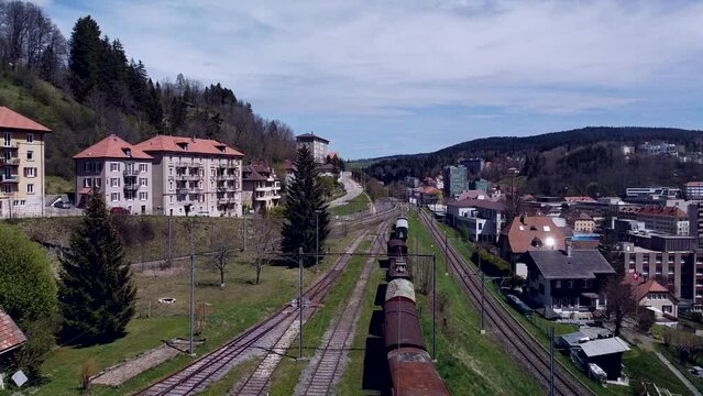 Aerial View Abandoned Train Station in Switzerland