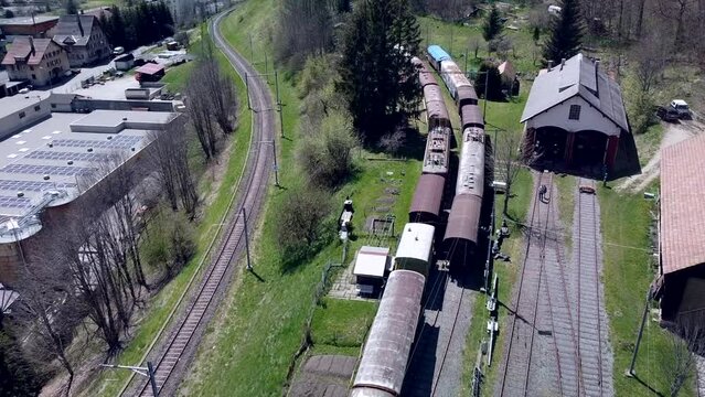 Aerial View Abandoned Train Station in Switzerland With Drone
