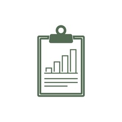 Clipboard with graph chart icon isolated on white background