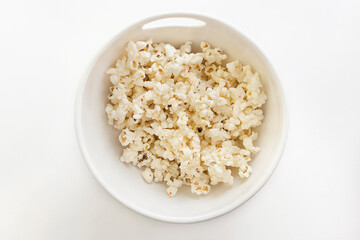 Fototapeta na wymiar White Popcorn Snack in a White Bowl