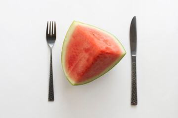 Quarter Wedge of Watermelon with Knife and Fork