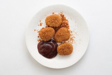 Plant-Based Veggie Chicken Nuggets Alternative Meat with BBQ Sauce