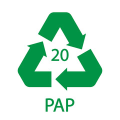 Paper recycling symbol PAP 20. Vector illustration
