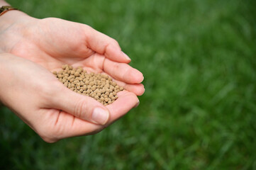 Farmer Hands Spreading Organic Universal Fertilizer