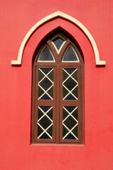 Decorative window of Centenary Methodist Church, Fatehgunj, Vadodara, Gujarat, India