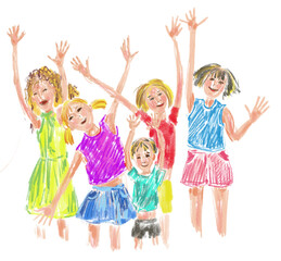 Children with the hands up
