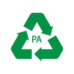 Plastic recycling symbol PA polyamide, vector illustration