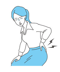 腰痛で苦しむビジネスウーマンのイラスト素材 ベクター 女性 白シャツ