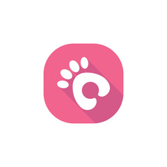 Veterinary Concept, Vector Drawn Cat, Dog Paw Logo