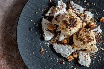 Ice cream balls with chocolate chips
