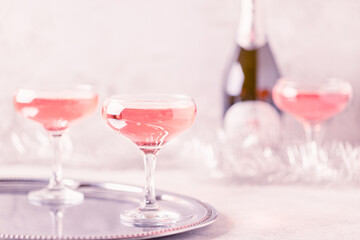 Champagne or wine on a decorated table