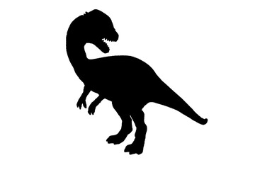 Dinosaur in black silhouette. Isolated on a white background with clipping path.